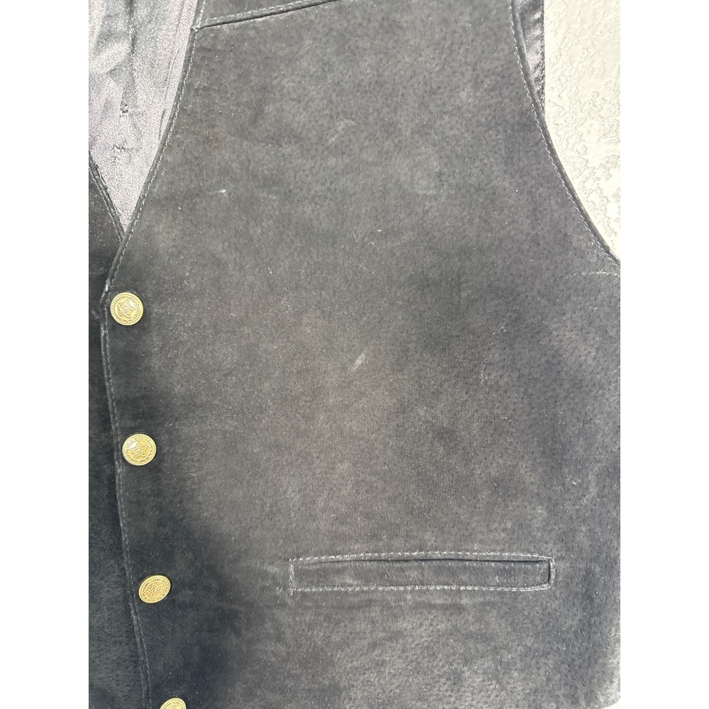 Scully Suede Leather Vest M Black Rodeo Cowboy Ranch style Western - Picture 3 of 8